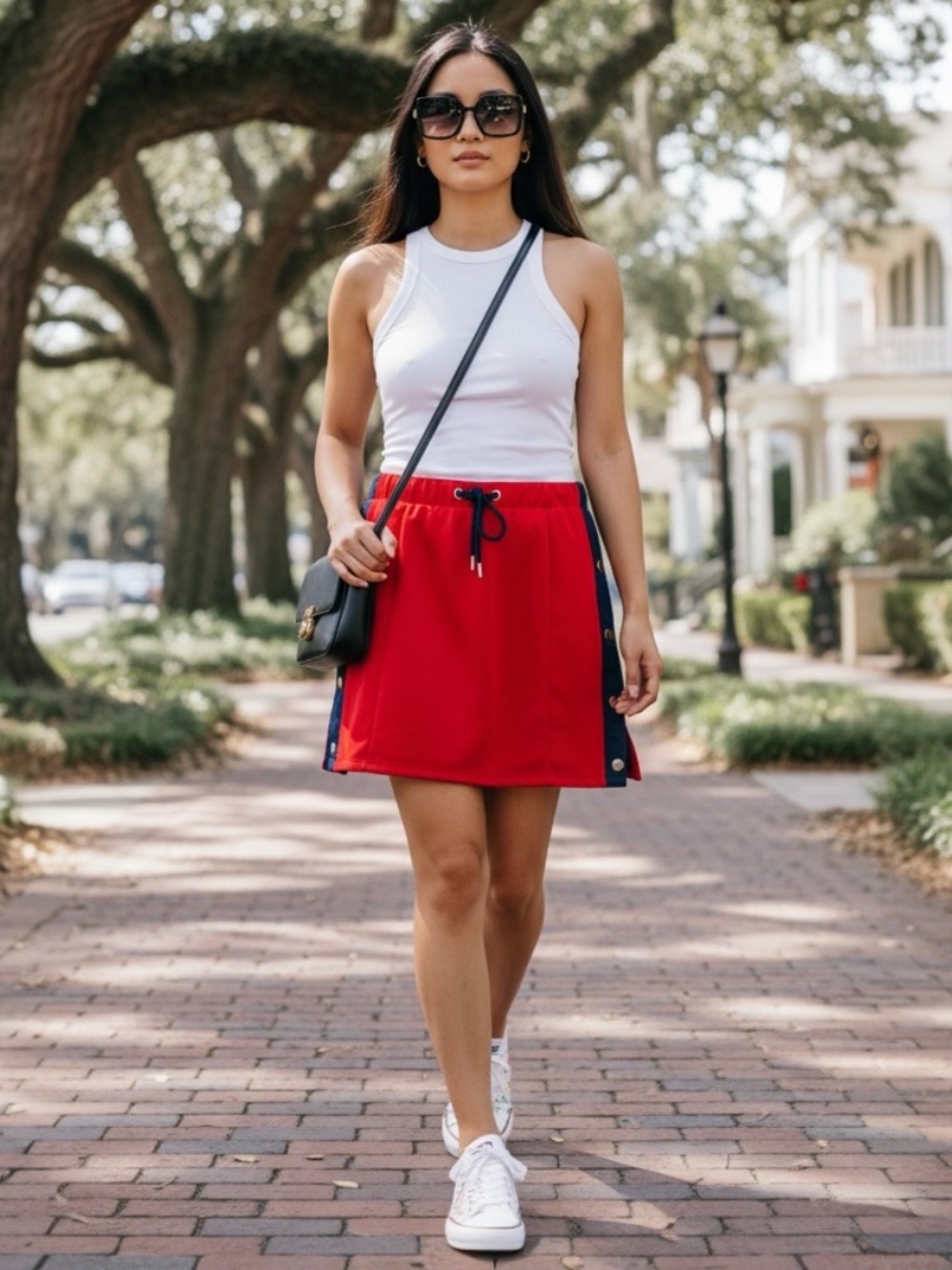 TOP SHOP RED NAVY MINI SKIRT SILVER BUTTONS SIZE 4
